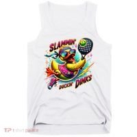 Slammin Duckin Dinks Funny Pickleball Rubber Duck Tank Top thumb 0