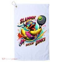 Slammin Duckin Dinks Funny Pickleball Rubber Duck Golf Towel thumb 0