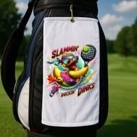 Slammin Duckin Dinks Funny Pickleball Rubber Duck Golf Towel thumb 2