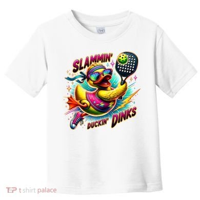Slammin Duckin Dinks Funny Pickleball Rubber Duck Toddler T-Shirt