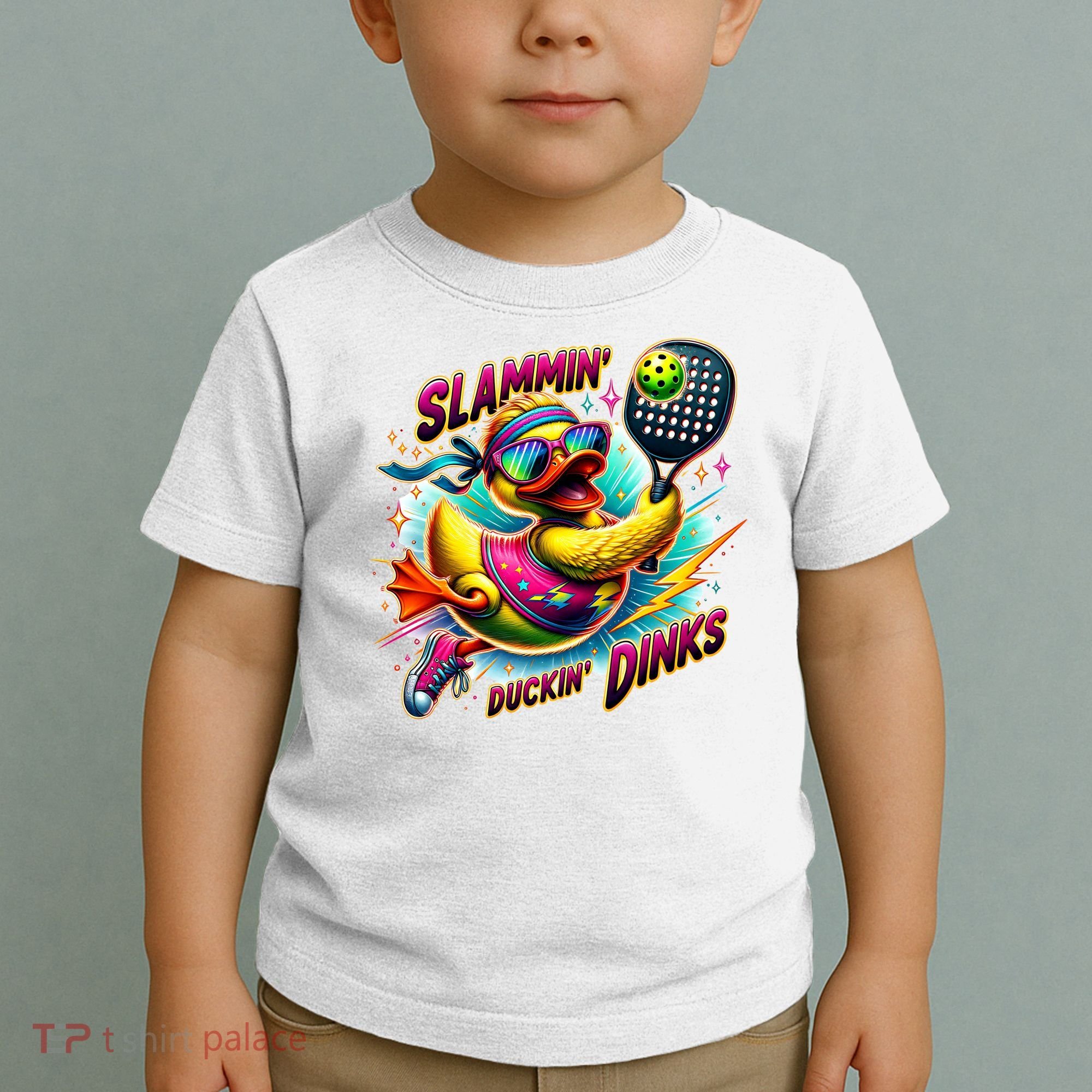 Slammin Duckin Dinks Funny Pickleball Rubber Duck Toddler T-Shirt