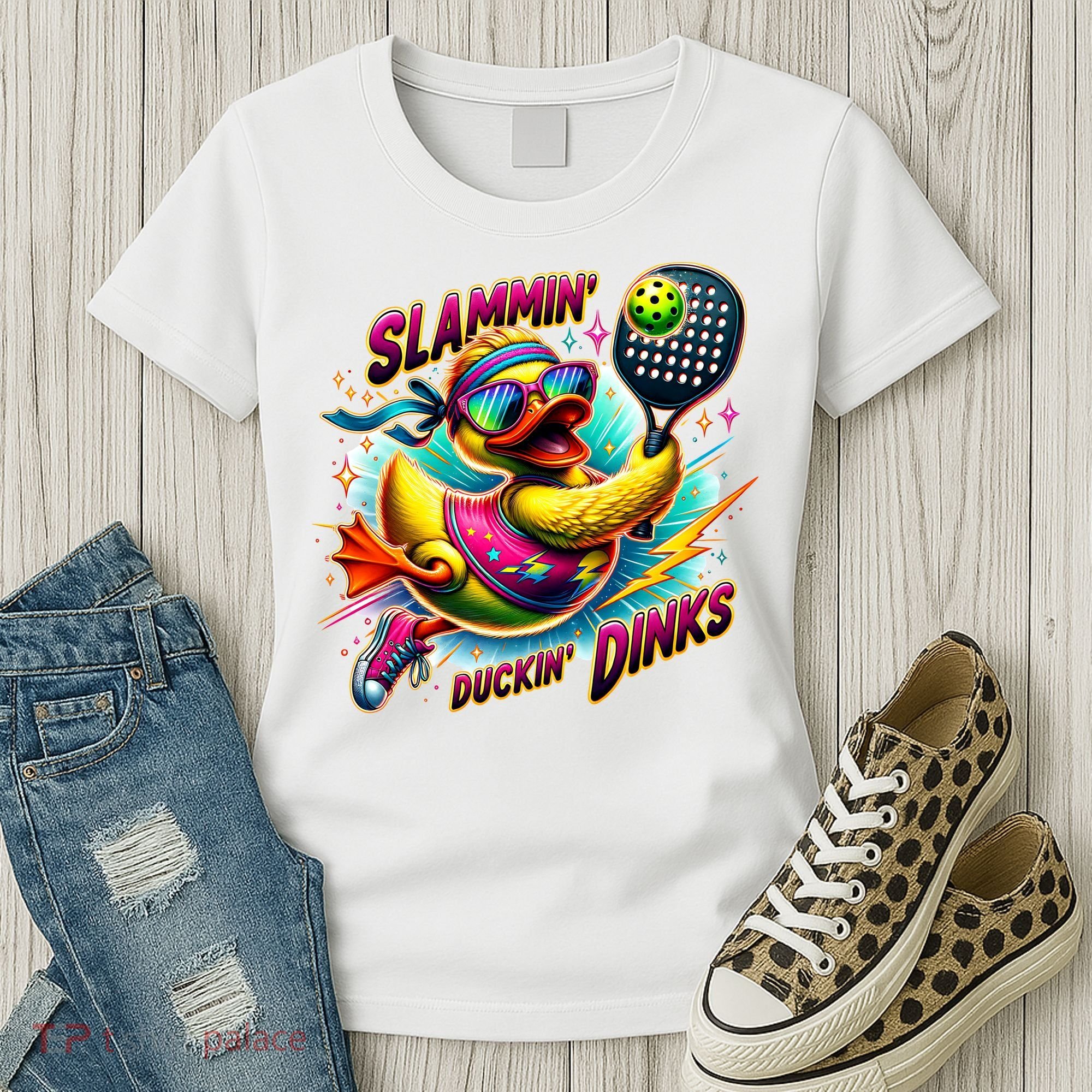 Slammin Duckin Dinks Funny Pickleball Rubber Duck Women's T-Shirt