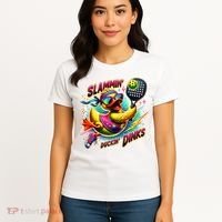Slammin Duckin Dinks Funny Pickleball Rubber Duck Women's T-Shirt thumb 4