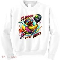 Slammin Duckin Dinks Funny Pickleball Rubber Duck Kids Sweatshirt thumb 0