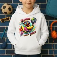Slammin Duckin Dinks Funny Pickleball Rubber Duck Kids Hoodie thumb 2
