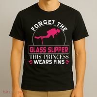 Scuba Diving Diver Girl Forget Glass Slipper Princess Fins T-Shirt thumb 3