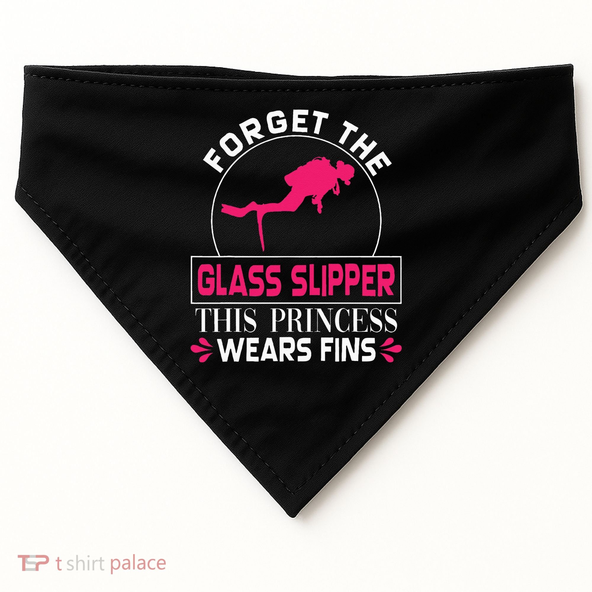 Scuba Diving Diver Forget Glass Slipper Princess Fins USA-Made Doggie Bandana