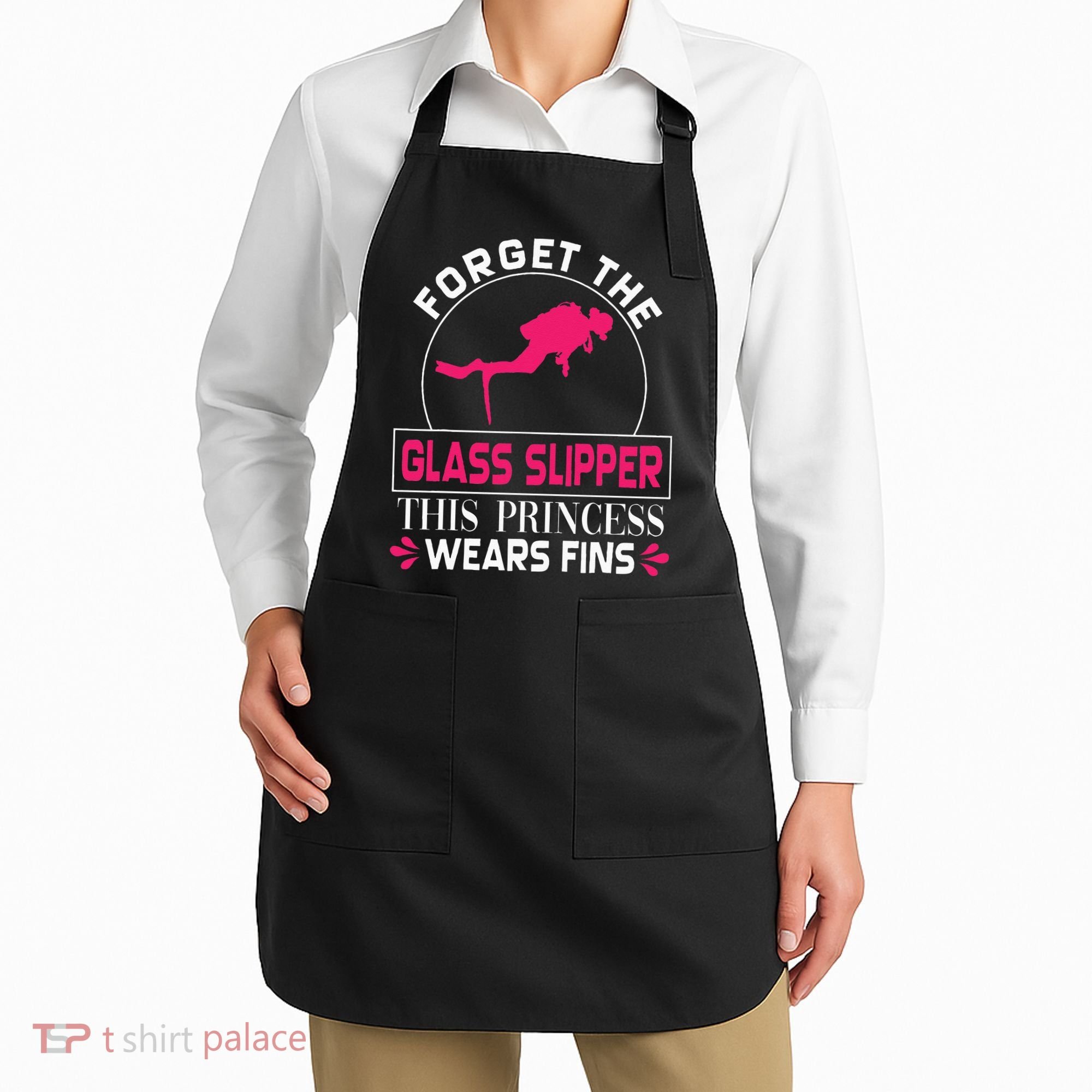 Scuba Diving Diver Forget Glass Slipper Princess Fins Apron