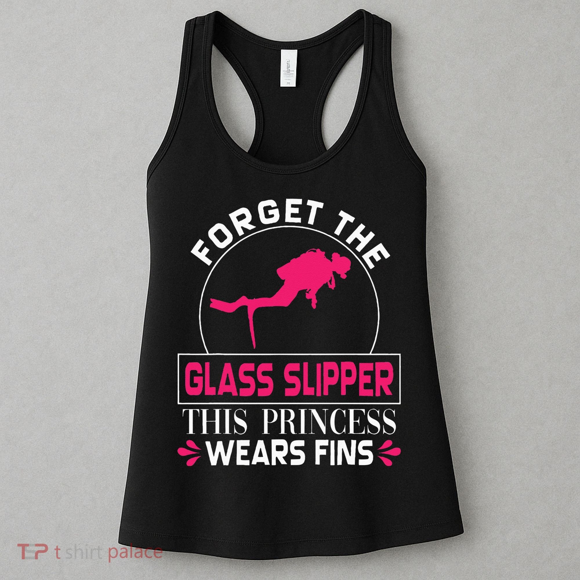 Scuba Diving Diver Forget Glass Slipper Princess Fins Women's Tank Top