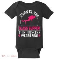 Scuba Diving Diver Forget Glass Slipper Princess Fins Baby Bodysuit thumb 0