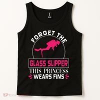 Scuba Diving Diver Forget Glass Slipper Princess Fins Tank Top thumb 2