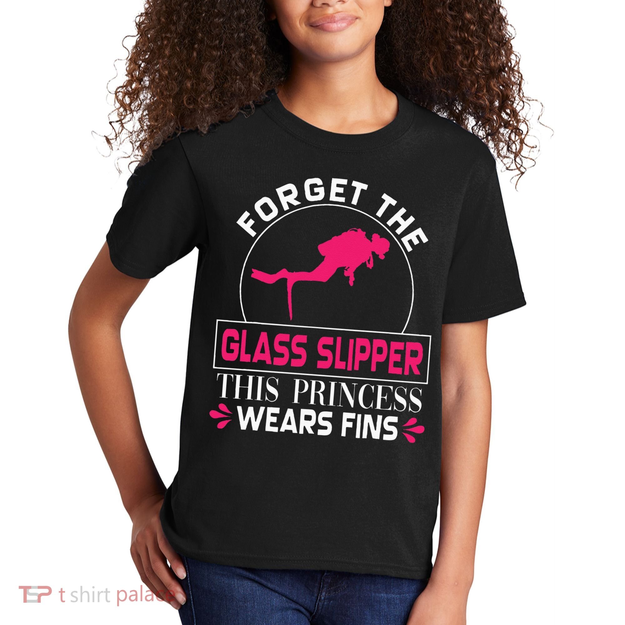 Scuba Diving Diver Forget Glass Slipper Princess Fins Kids T-Shirt