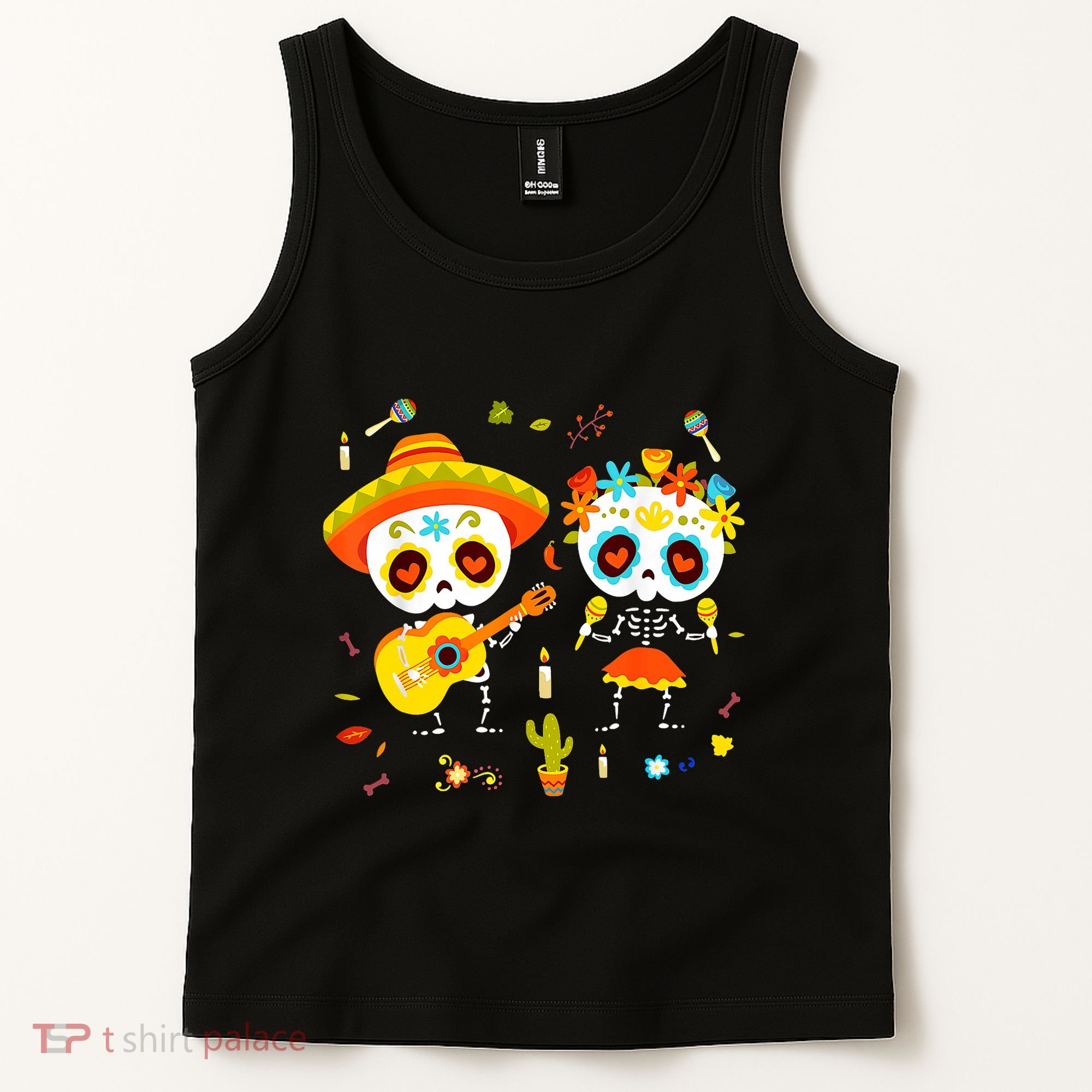 Skeleton Dancing Dia De Los Muertos Day Of Dead Tank Top