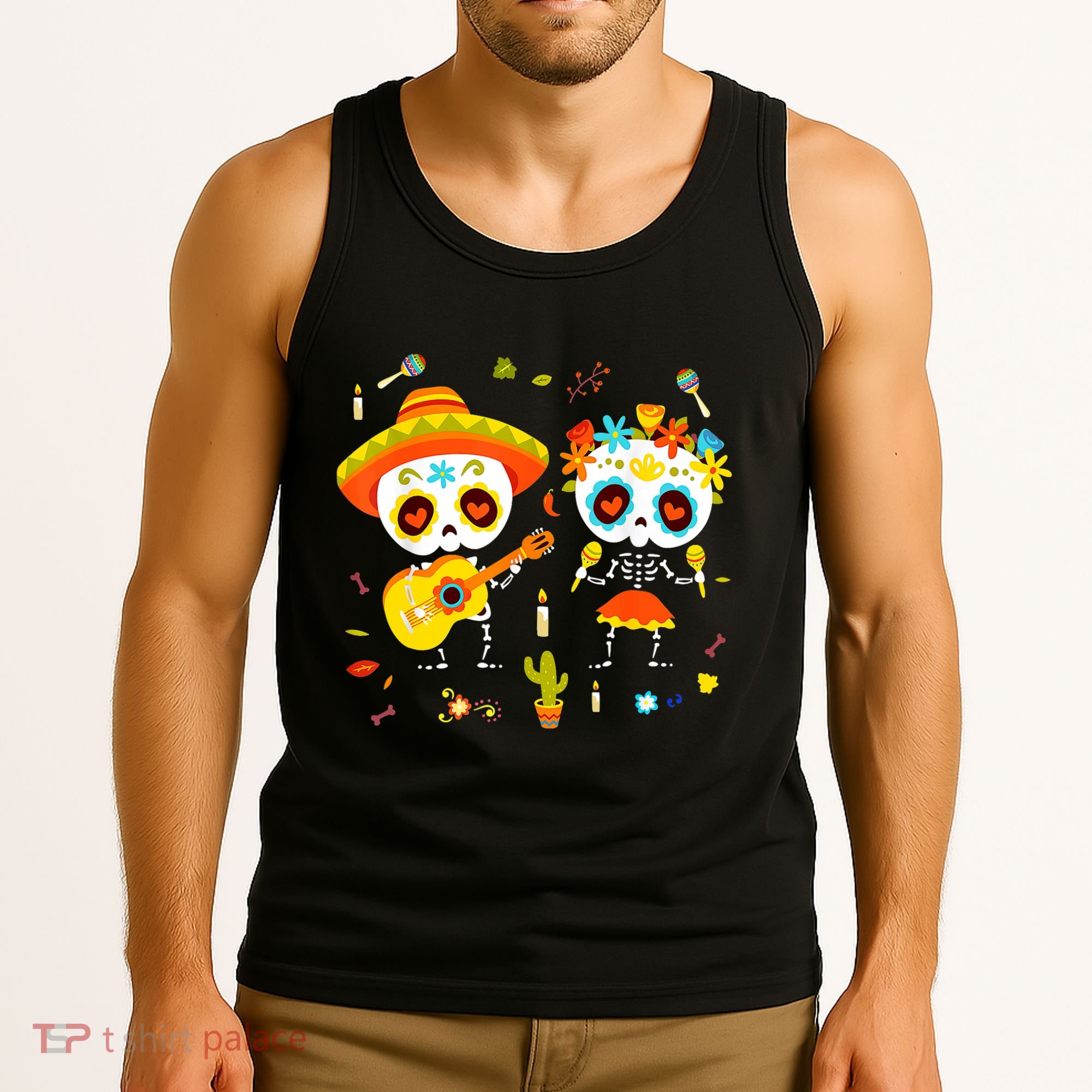 Skeleton Dancing Dia De Los Muertos Day Of Dead Tank Top