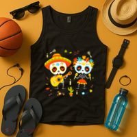Skeleton Dancing Dia De Los Muertos Day Of Dead Tank Top thumb 4