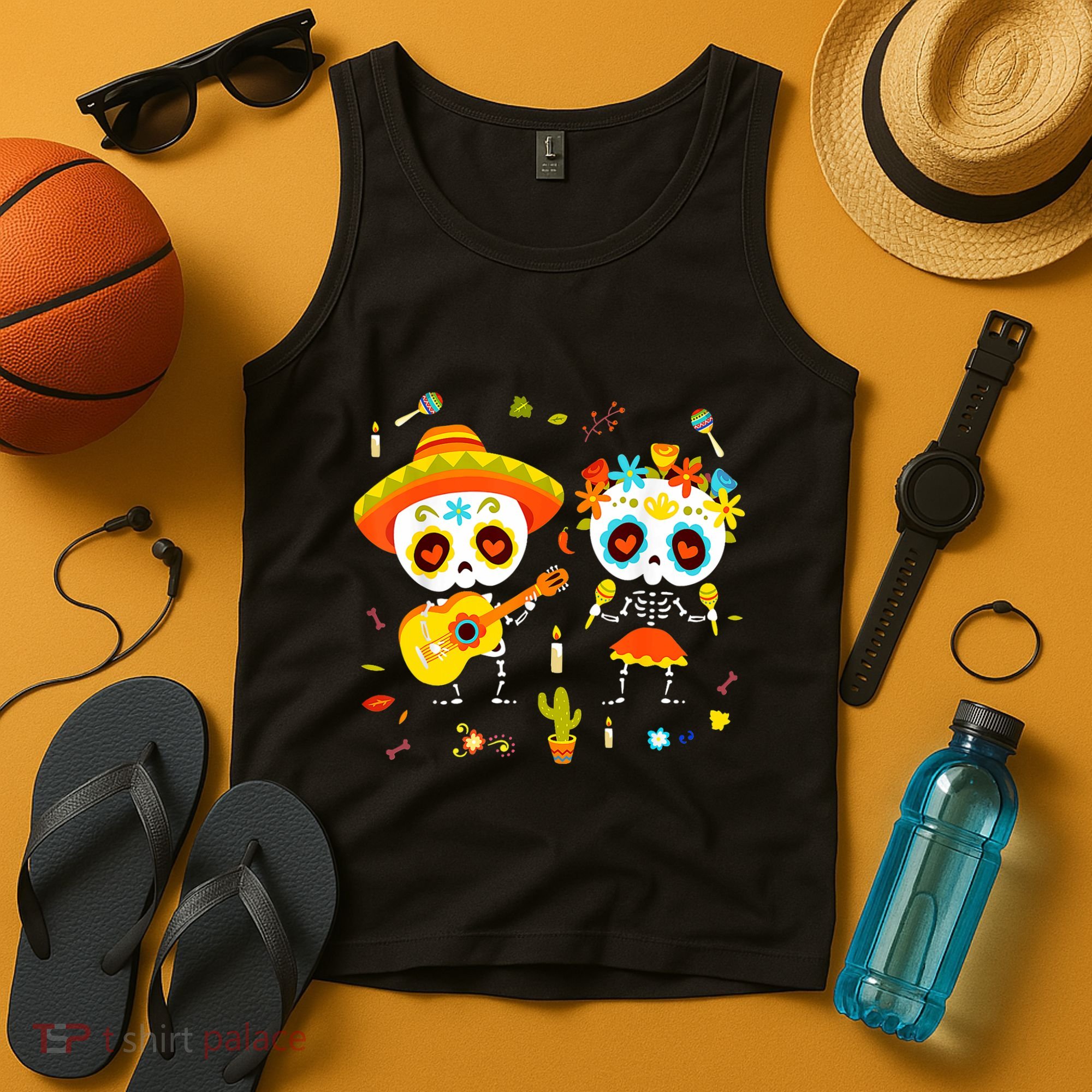 Skeleton Dancing Dia De Los Muertos Day Of Dead Tank Top