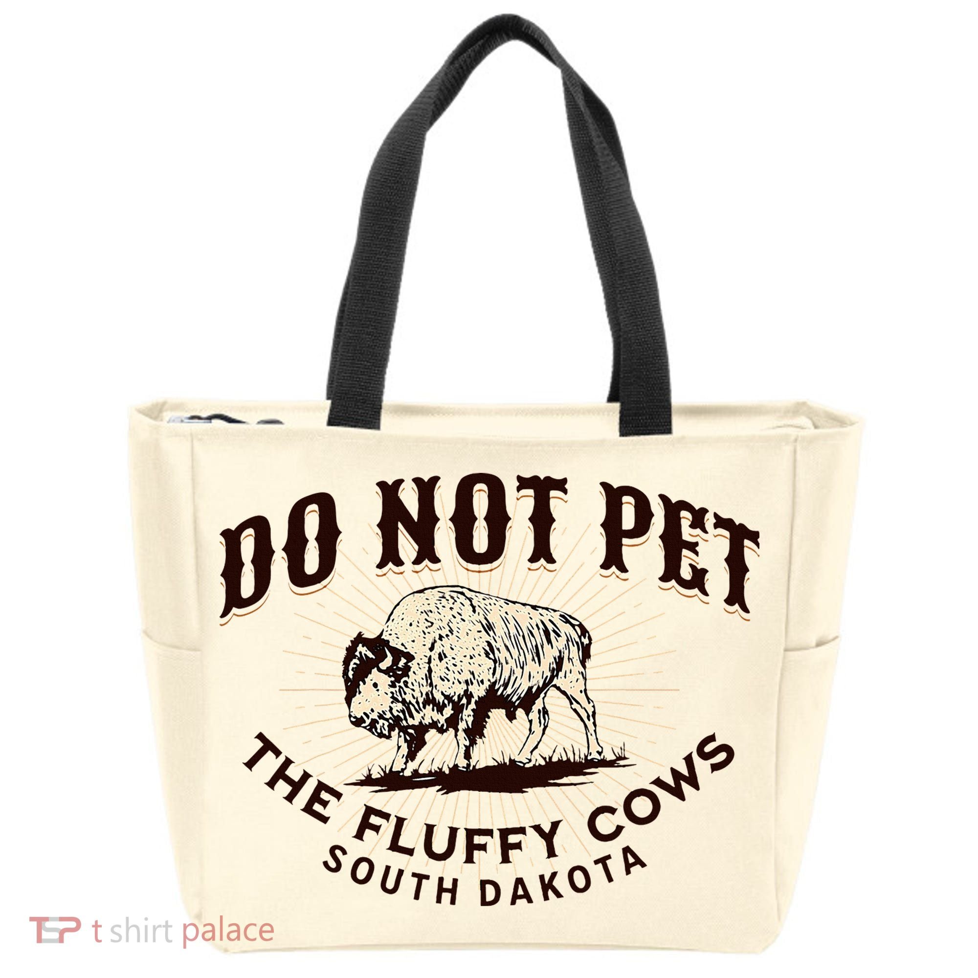 South Dakota Do Not Pet The Fluffy Cows Bison Souvenir Tote Bag