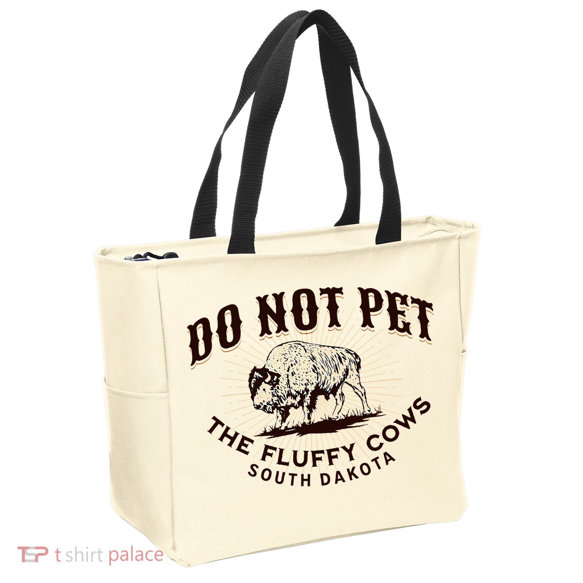 South Dakota Do Not Pet The Fluffy Cows Bison Souvenir Tote Bag