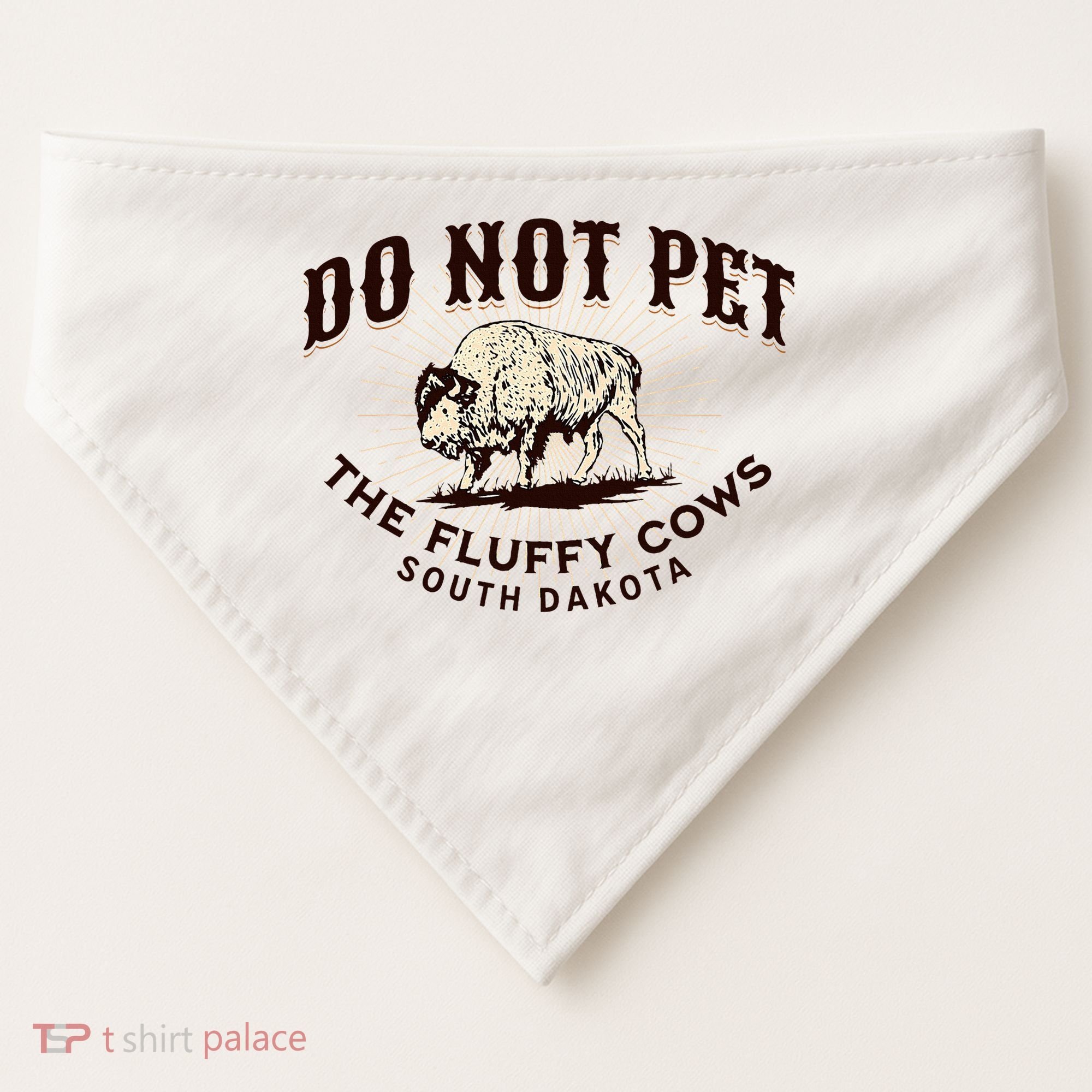 South Dakota Do Not Pet The Fluffy Cows Bison Souvenir USA-Made Doggie Bandana