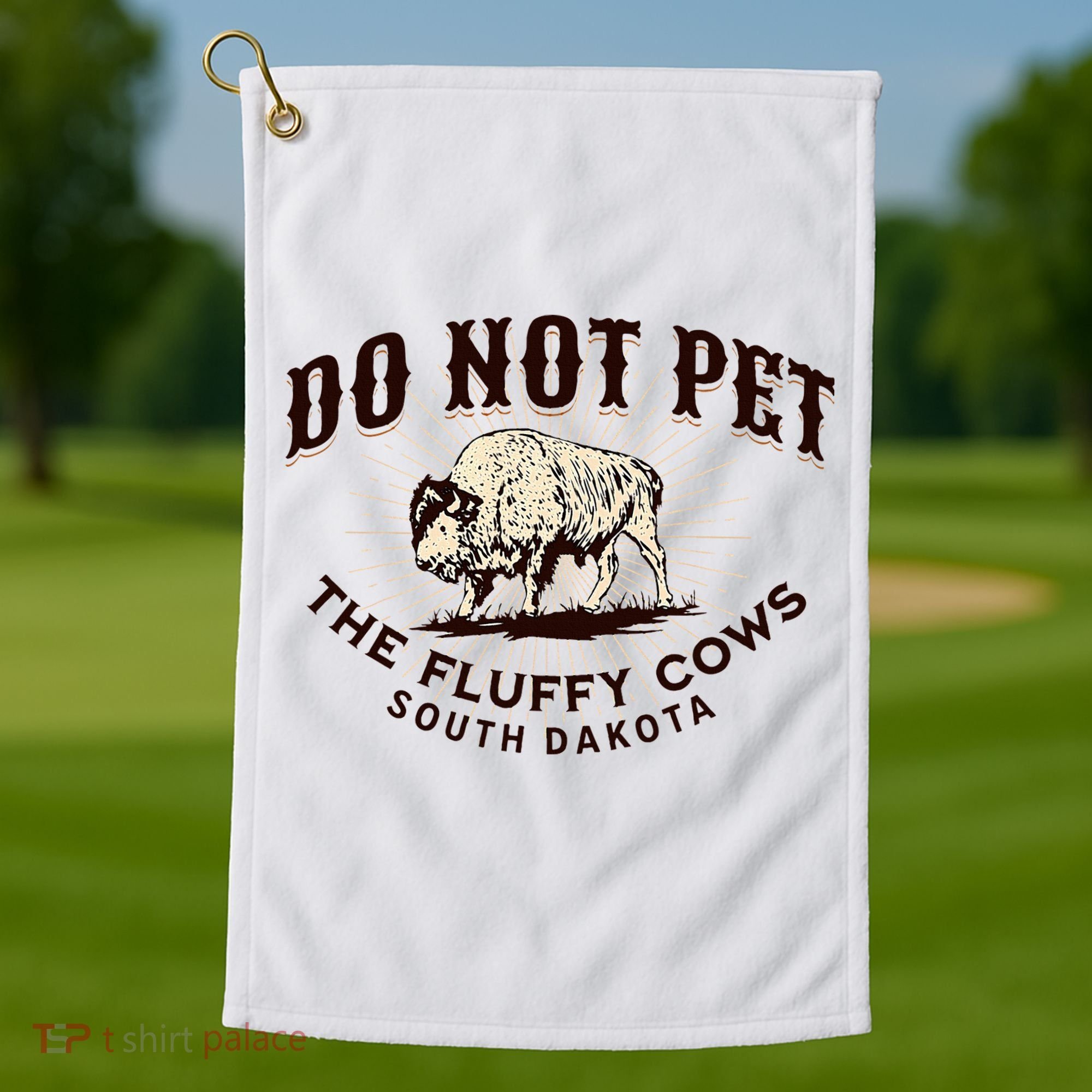 South Dakota Do Not Pet The Fluffy Cows Bison Souvenir Golf Towel