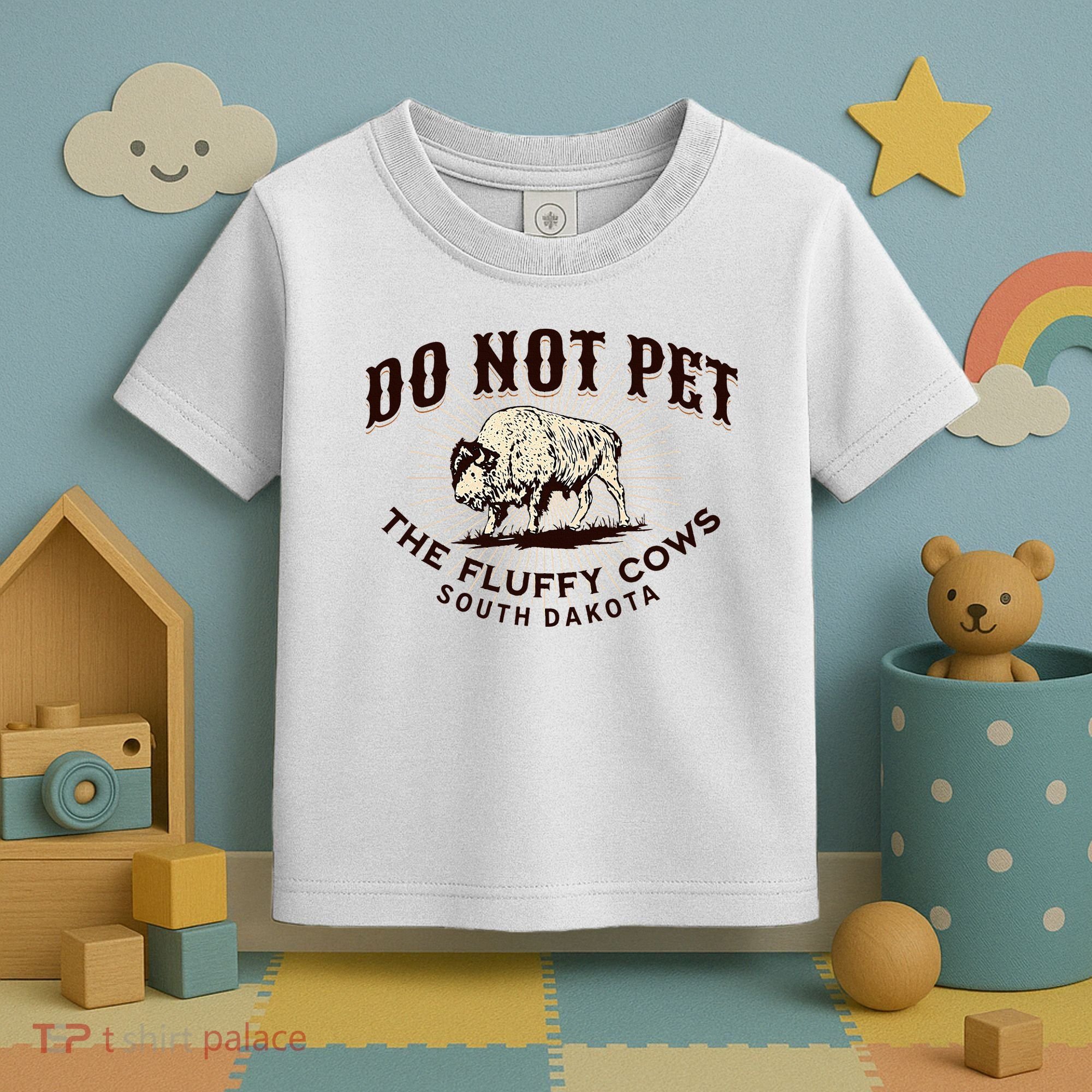South Dakota Do Not Pet The Fluffy Cows Bison Souvenir Toddler T-Shirt