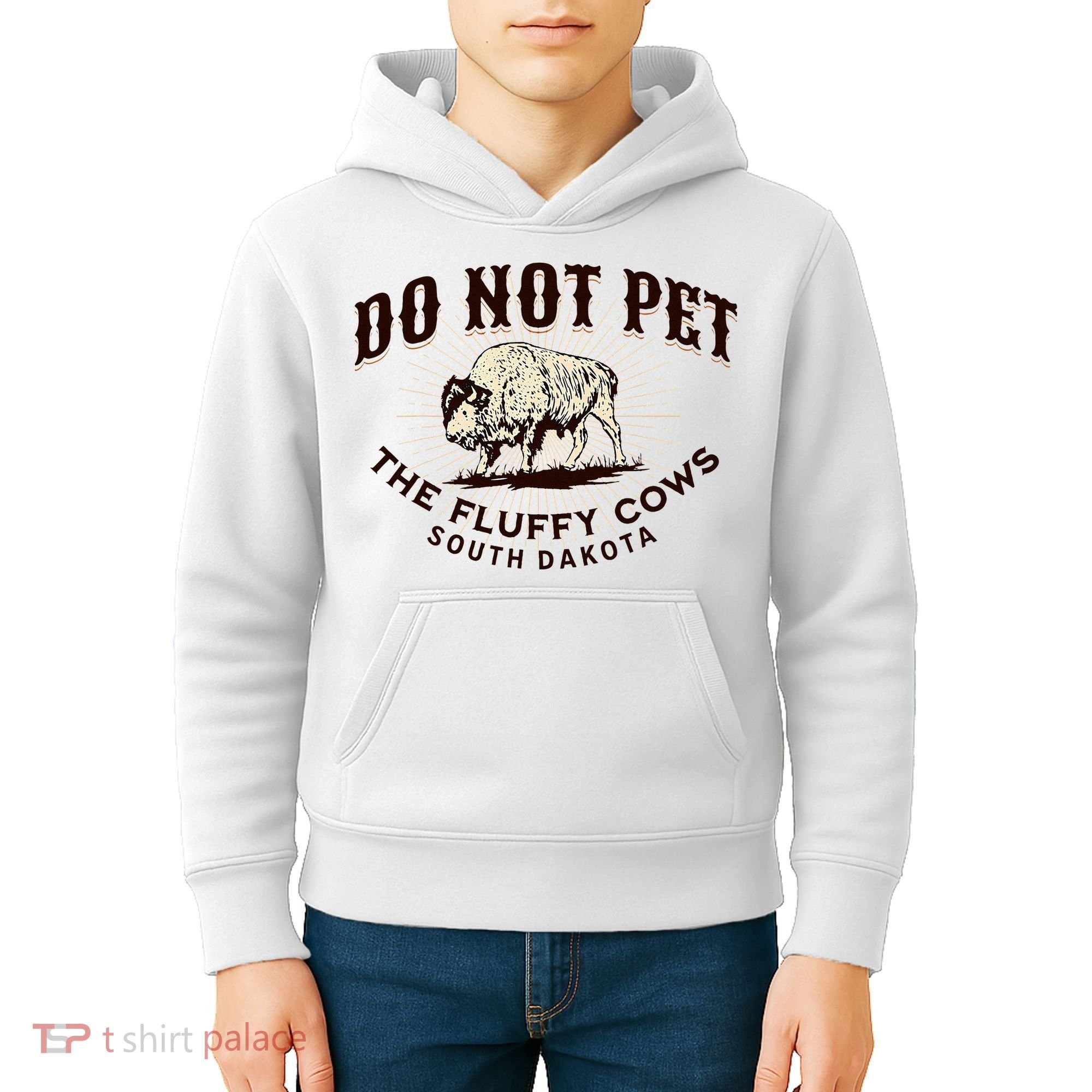 South Dakota Do Not Pet The Fluffy Cows Bison Souvenir Kids Hoodie