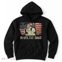 Sheltie Dad Dog Lovers American Flag 4th Of July Hoodie thumb 0