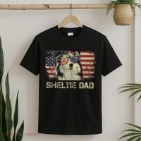 Sheltie Dad Dog Lovers American Flag 4th Of July T-Shirt thumb 2