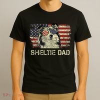 Sheltie Dad Dog Lovers American Flag 4th Of July T-Shirt thumb 3