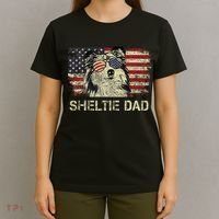 Sheltie Dad Dog Lovers American Flag 4th Of July T-Shirt thumb 4