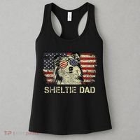 Sheltie Dad Dog Lovers American Flag 4th Of July Women's Tank Top thumb 3