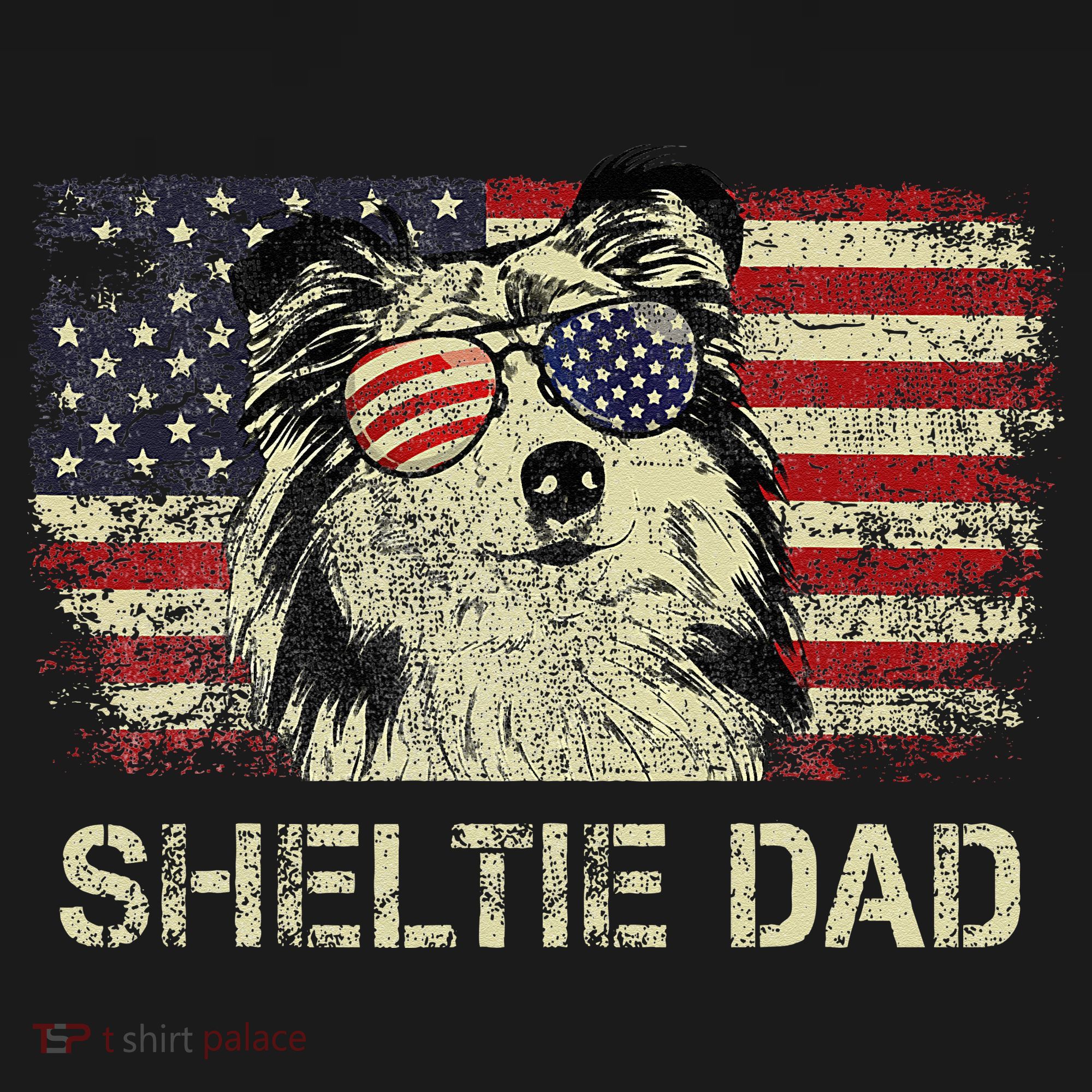 Sheltie Dad Dog Lovers American Flag 4th Of July Women's Tank Top