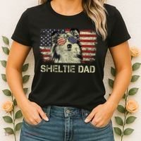 Sheltie Dad Dog Lovers American Flag 4th Of July Women's T-Shirt thumb 2