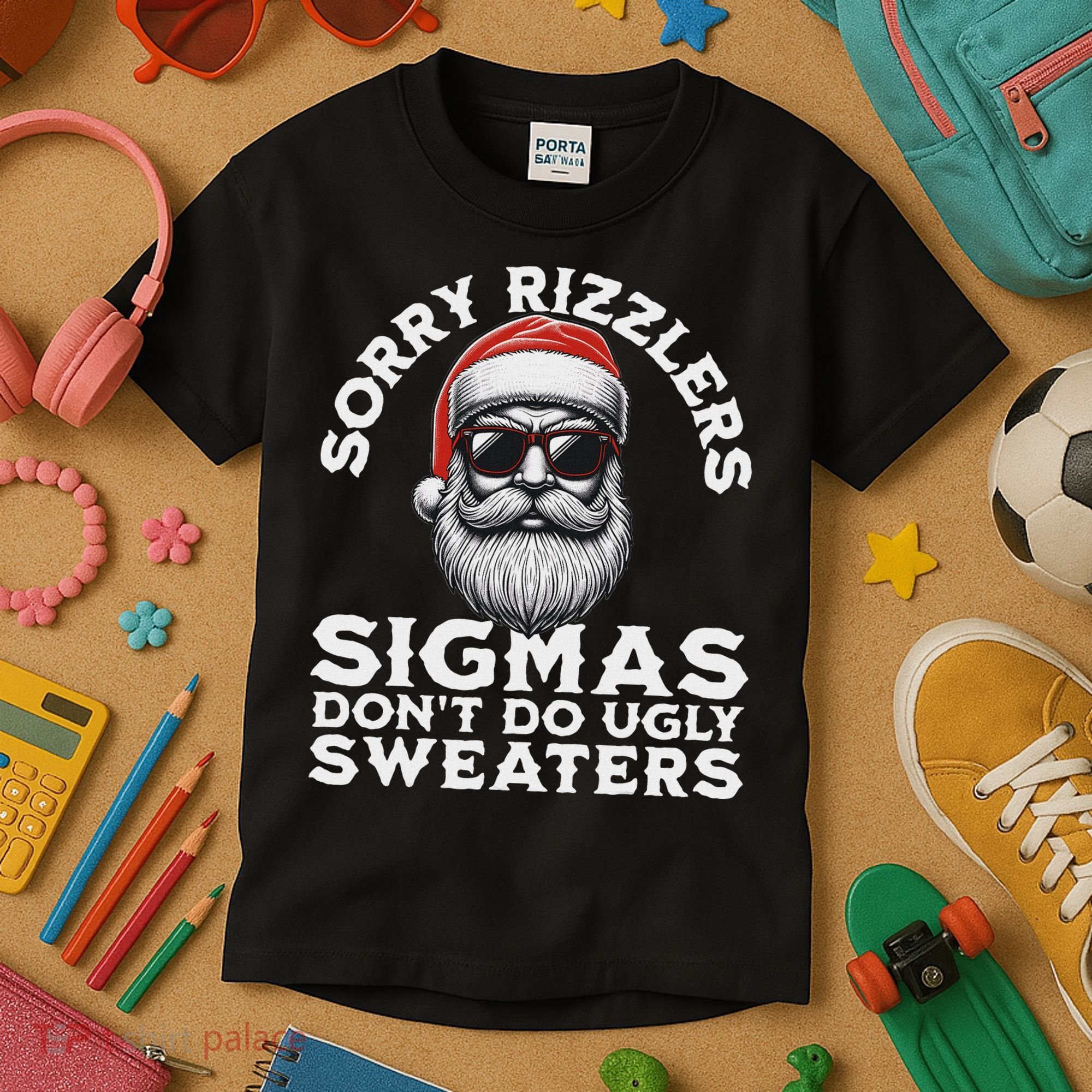 Sigmas DonT Do Ugly Sweaters Christmas Santa Rizz N Kids T-Shirt