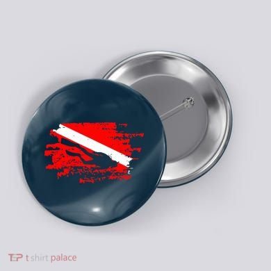 Scuba Diving Diver Down Flag Awesome Marine Diver Dive Gift Button