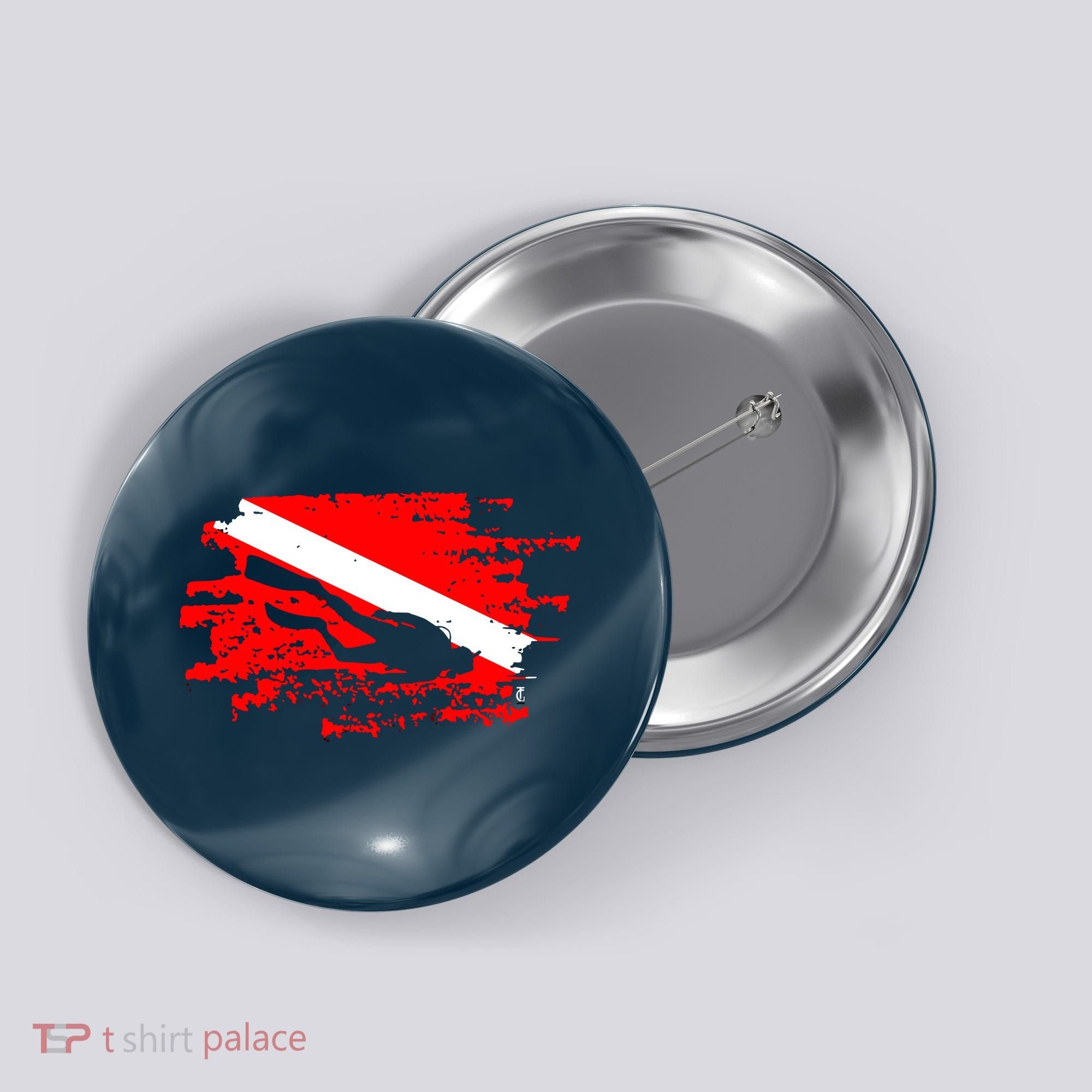 Scuba Diving Diver Down Flag Awesome Marine Diver Dive Gift Button