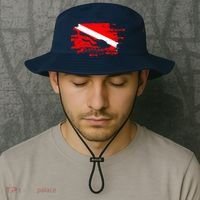 Scuba Diving Diver Down Flag Awesome Marine Diver Dive Gift Bucket Hat thumb 2