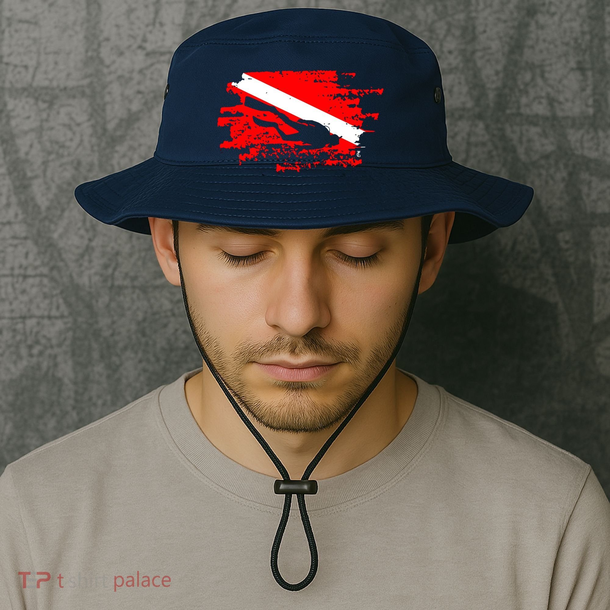 Scuba Diving Diver Down Flag Awesome Marine Diver Dive Gift Bucket Hat