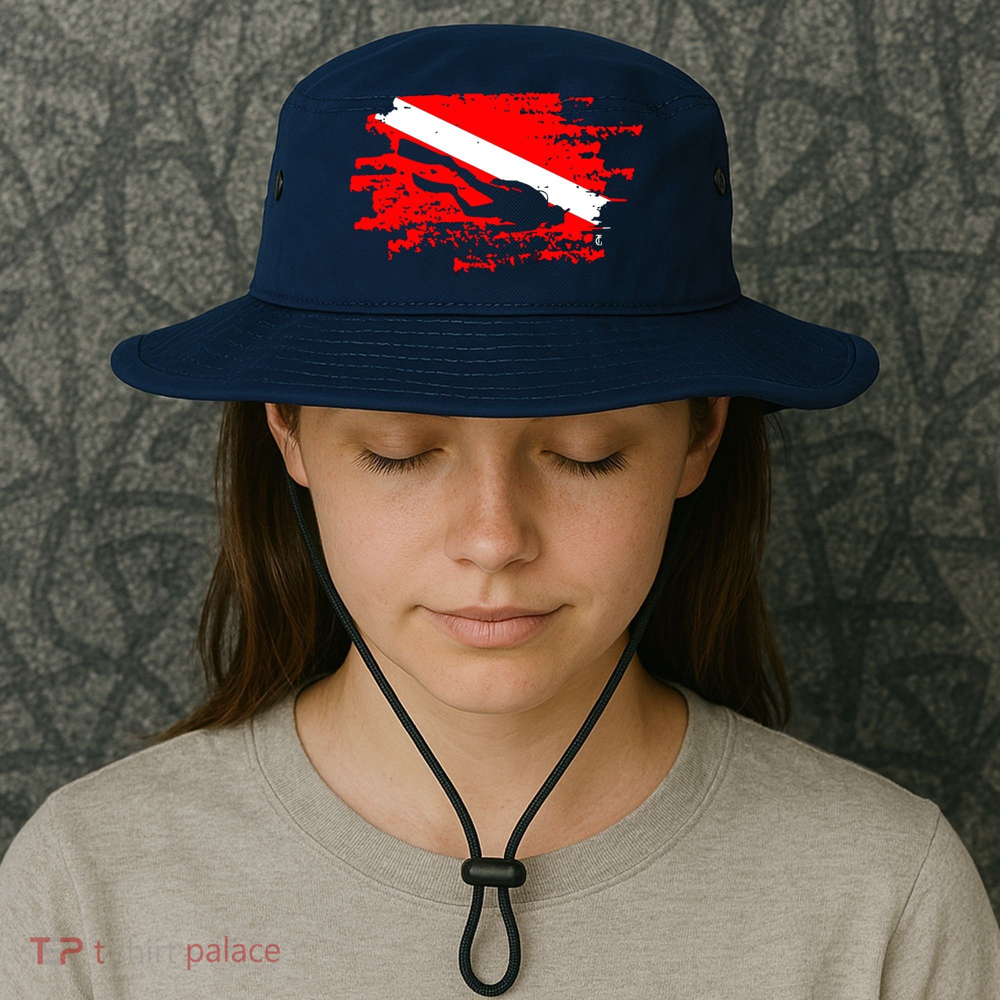 Scuba Diving Diver Down Flag Awesome Marine Diver Dive Gift Bucket Hat