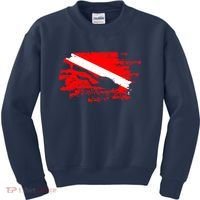 Scuba Diving Diver Down Flag Awesome Marine Diver Dive Gift Kids Sweatshirt thumb 0
