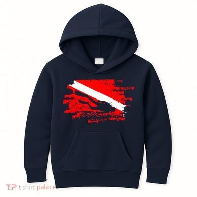Scuba Diving Diver Down Flag Awesome Marine Diver Dive Gift Kids Hoodie