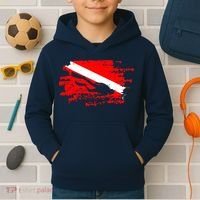 Scuba Diving Diver Down Flag Awesome Marine Diver Dive Gift Kids Hoodie thumb 2