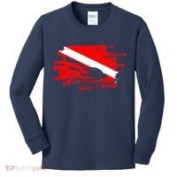 Scuba Diving Diver Down Flag Awesome Marine Diver Dive Gift Kids Long Sleeve Shirt thumb 0