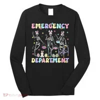 Skeleton Dancing Easter Emergency Department Er Nurse  Long Sleeve Shirt thumb 0