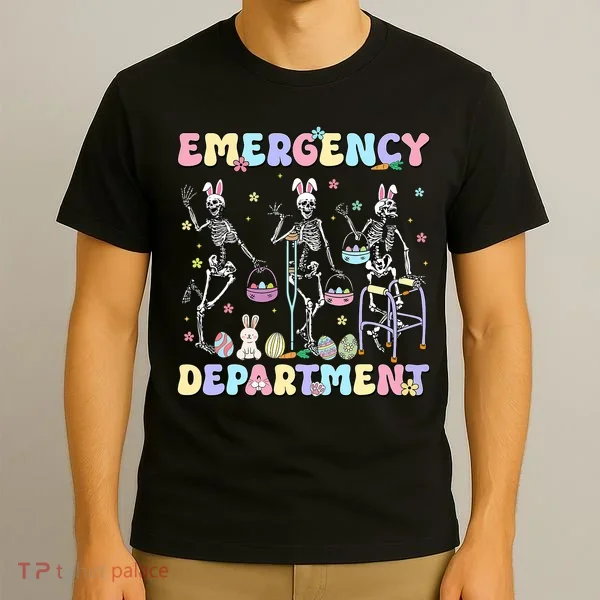 Skeleton Dancing Easter Emergency Department Er Nurse  T-Shirt