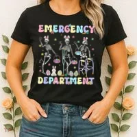 Skeleton Dancing Easter Emergency Department Er Nurse  Women's T-Shirt thumb 2