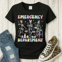Skeleton Dancing Easter Emergency Department Er Nurse  Women's T-Shirt thumb 3