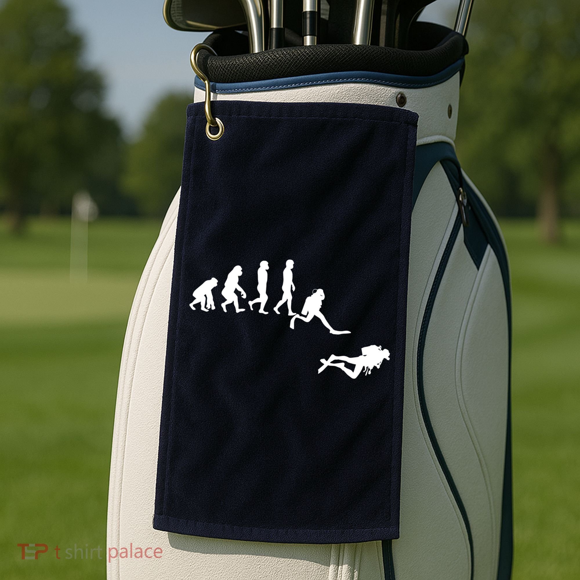 Scuba Dive Evolution Diving Diver Ocean Lover Gift Golf Towel