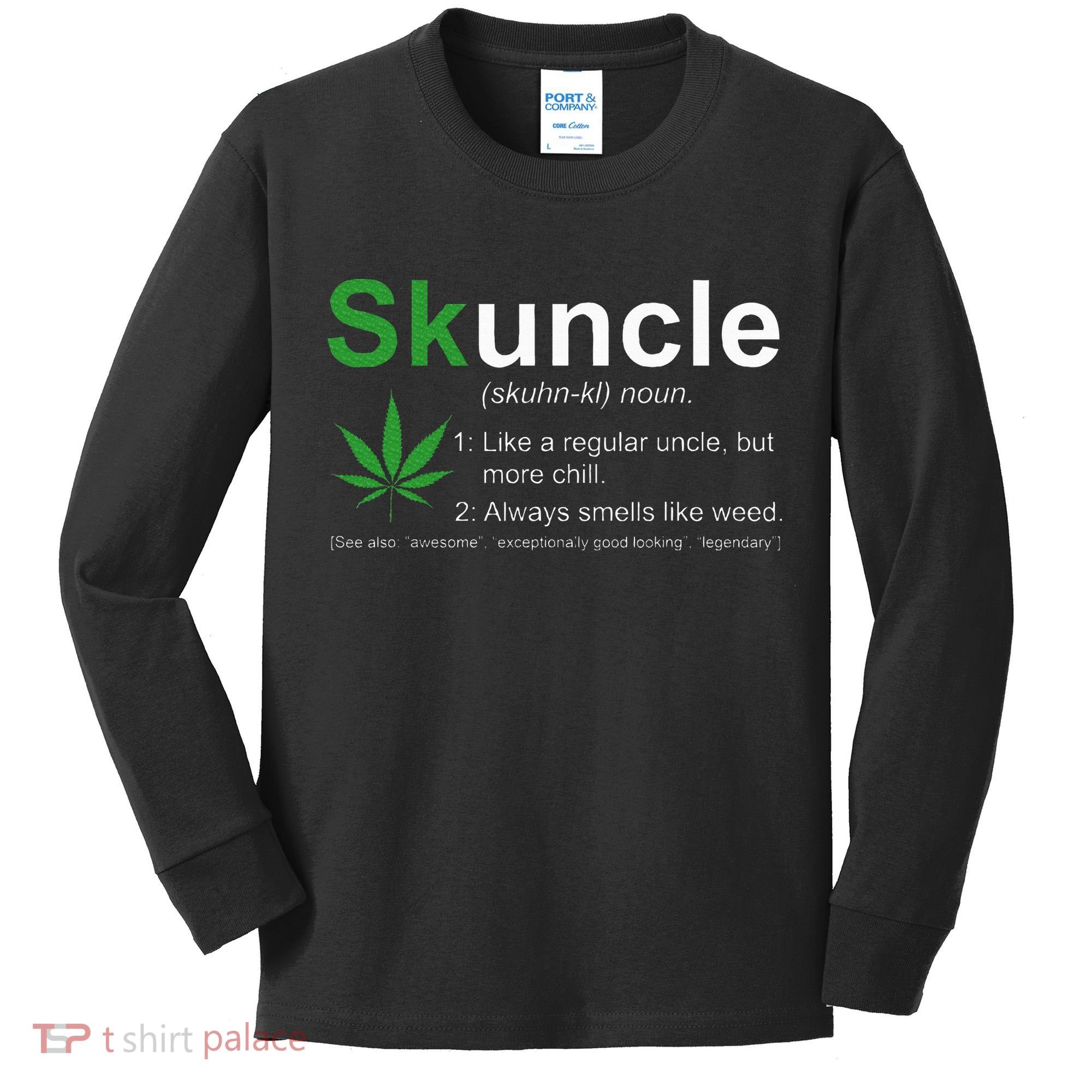 Skuncle Definition Funny Weed Pot Cannabis Marijuana Uncle Kids Long Sleeve Shirt