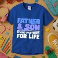 Scuba Diving Father And Son Diving Partners For Life Gift Kids T-Shirt thumb 3